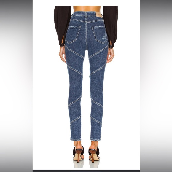 RETROFETE Allegra Skinny Sz 28 Modern Denim Jean Distressed Asymmetrical Seams - Picture 4 of 11